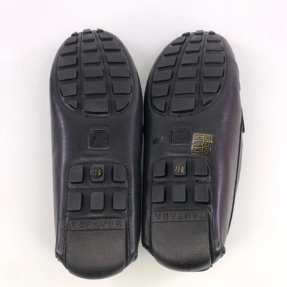Zanzara Filbert Black Leather Loafer Shoes